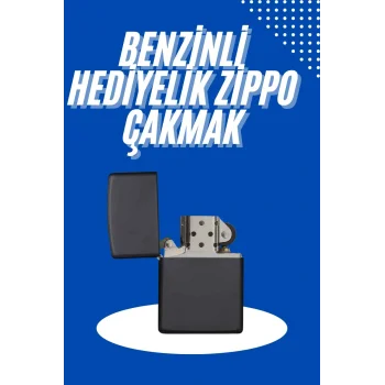 Doldurulabilir Siyah Benzinli Çakmak Metalik