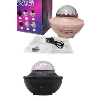 Dönen Işıklı Disko Topu Projektör Müzik Çalarlı Disco Speaker