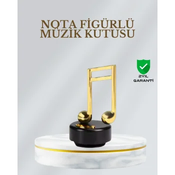 Dönen Nota Figürlü Müzik Box Işıltılı Dekoratif Tasarım