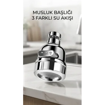 Döner Krom 3 Fonksiyonlu Su Tasarruflu Mutfak Lavabo Aparatı