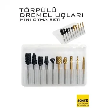 Dremel Uyumlu Törpülü Mini Oyma Gravür Uç Seti – 10lu Tungsten Karbür, Ahşap/metal/plastik İçin 722463