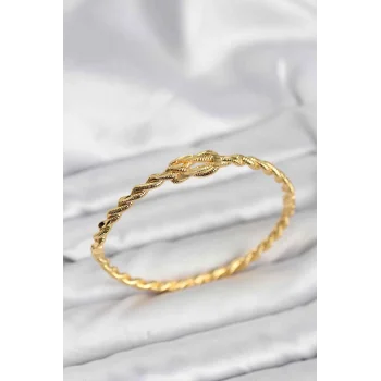 Düğüm Model Pirinç Gold Renk Kadın Kelepçe Bileklik