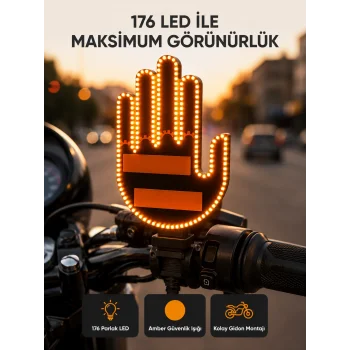 El Hareketiyle Kontrol Edilen 176 LED Amber Güvenlik Lambası
