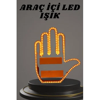 El Orta Parmak Led Kumandalı Araç İçi Reflektör Arka Cam El Simgesi