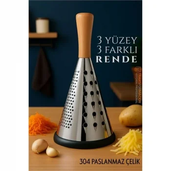 El Rendesi - Konik Tip Ergonomik 3 Taraflı Profesyonel 304 Paslanmaz Çelik 722920