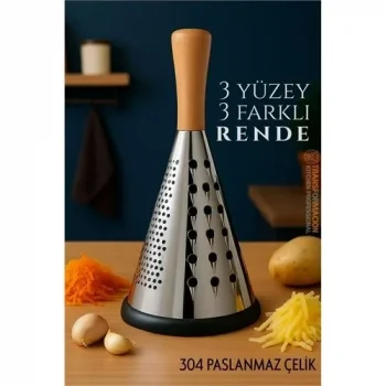El Rendesi - Konik Tip Ergonomik 3 Taraflı Profesyonel 304 Paslanmaz Çelik 722920