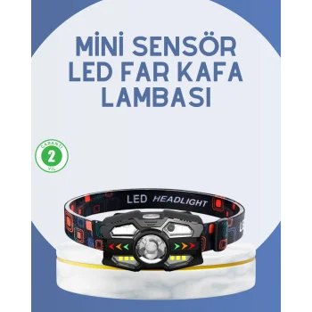 El Sensörlü LED Far Suya Dayanıklı Şarjlı Kafa Lambası