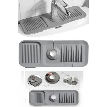 Elastik Mutfak Banyo Musluk Matı Düzenleyici Kaydırmaz Taban Organizer Lavabo Kenar Matı