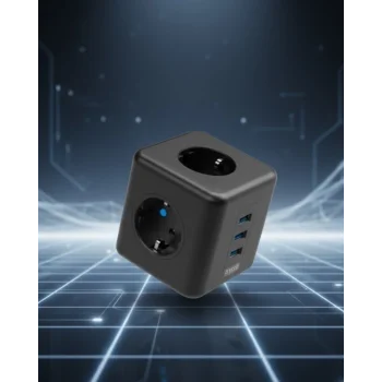 Elektronik Cihazlar İçin Akım Korumalı 3 Prizli USB’li Küp Priz