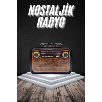 Eskitme Nostalji Tasarımlı Bluetoothlu Nostalji Radyo Ahşap Nostaljik Görünümlü