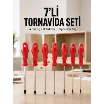 Ev ve Atölye Kullanımına Uygun 7 Parça Tornavida Seti