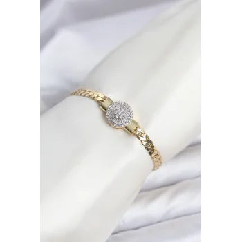 Ezme Zincir Model Zirkon Taşlı VIP Seri Kadın Bileklik