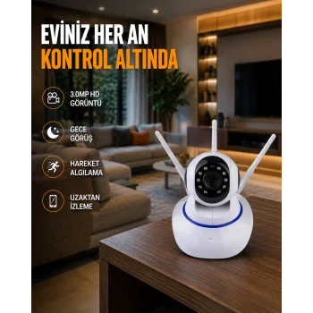 Full HD Akıllı IP Kamera – Gece Görüşlü, Hareket Sensörlü, Çift Yönlü Ses ve Online Kayıt Özellikli Yeni Nesil