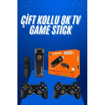 Game Stick Çift Oyun Konsolu Smart TV Game Box 8k Ultra HD 64 Gb