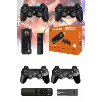 Game Stick Çift Oyun Konsolu Smart TV Game Box 8k Ultra HD 64 Gb