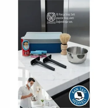 Geleneksel Tıraş Seti - 10 Parça Tıraş Kutulu Set