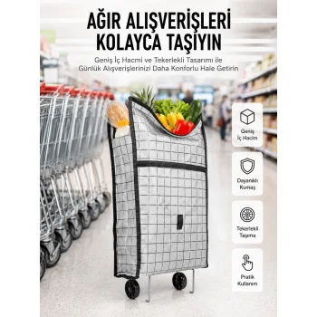 Geniş Hacimli Tekerlekli Pazar Çantası Dayanıklı ve Ergonomik