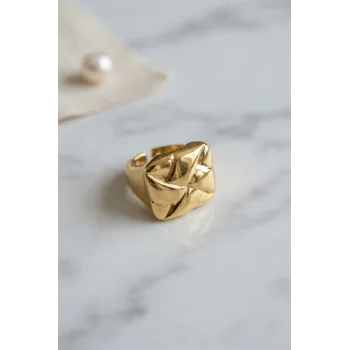 Geometrik Origami Tasarımlı Ayarlanabilir Gold Renk Yüzük