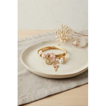 Geyik Model Gold Renk Pembe Charmlı Bileklik
