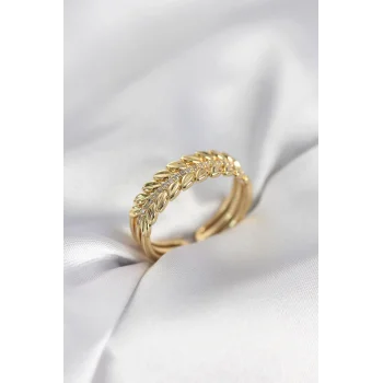 Gold Renk Başak Model Zirkon Taşlı Kadın Yüzük