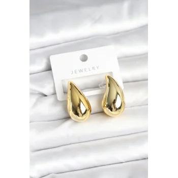 Gold Renk Damla Küpe 30 mm