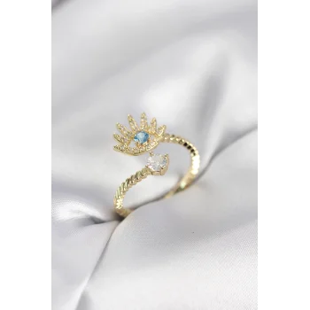 Gold Renk Göz Model Zirkon Taşlı Kadın Yüzük