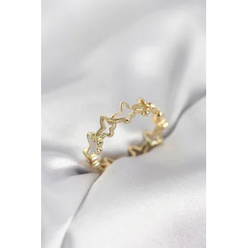 Gold Renk Kelebek Model Pirinç Kadın Yüzük