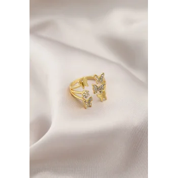 Gold Renk Metal Kelebek Model Kadın Yüzük