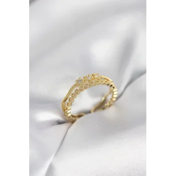Gold Renk Minimal Yıldızlı Model Kadın Yüzük