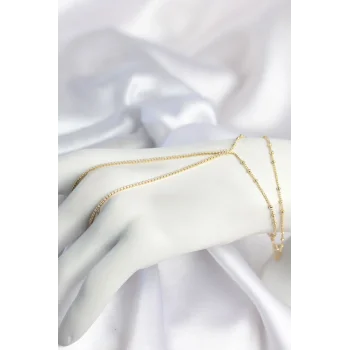 Gold Renk Minimal Zirkon Taşlı Su Yolu Model Şahmeran