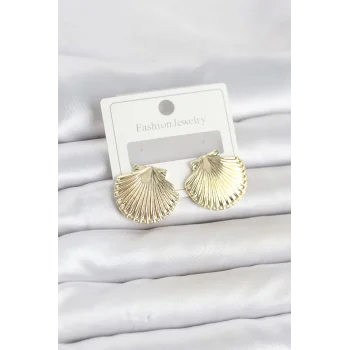 Gold Renk Pirinç Deniz Kabuğu Model Kadın Küpe