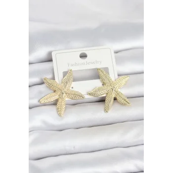 Gold Renk Pirinç Deniz Yıldızı Model Kadın Küpe