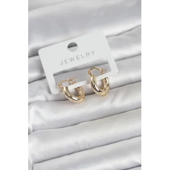 Gold Renk Pirinç Halka 15 mm Kadın Küpe