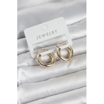 Gold Renk Pirinç Halka 20 mm Kadın Küpe