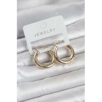 Gold Renk Pirinç Halka 25 mm Kadın Küpe