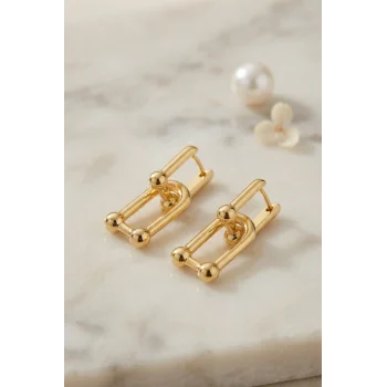 Gold Renk Pirinç Tifani Model Kadın Küpe