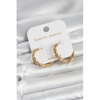 Gold Renk Pirinç Tırtık Model Kadın Küpe