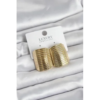 Gold Renk Pirinç Vintage Esintili Statement Küpe