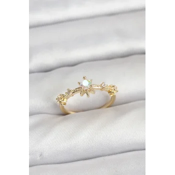 Gold Renk Pirinç Yıldız Model Kadın Yüzük