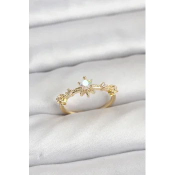 Gold Renk Pirinç Yıldız Model Kadın Yüzük
