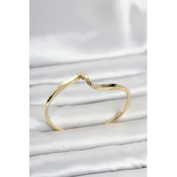Gold Renk Pirinç Zikzak Model Kadın Bileklik