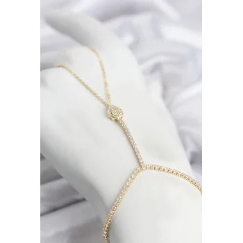 Gold Renk Pirinç Zirkon Taşlı Damla Model Şahmeran