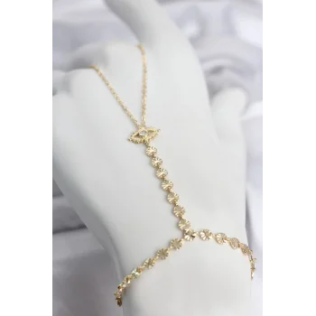 Gold Renk Pirinç Zirkon Taşlı Göz Model Şahmeran