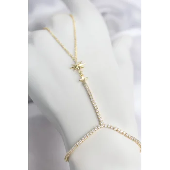 Gold Renk Pirinç Zirkon Taşlı Kutup Yıldızı Model Şahmeran