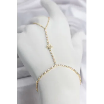 Gold Renk Pirinç Zirkon Taşlı Yıldız Model Şahmeran