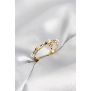 Gold Renk Sallantılı Kemik Model Kadın Yüzük