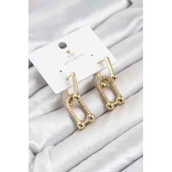 Gold Renk VIP Seri Tifani Zirkon Taşlı Kadın Küpe