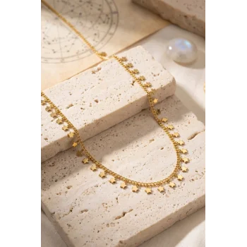 Gold Renk Yıldız Pul Model 60 cm Kadın Kolye