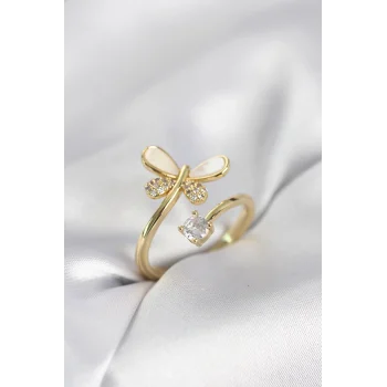 Gold Renk Yusufçuk Model Zirkon Taşlı Kadın Yüzük