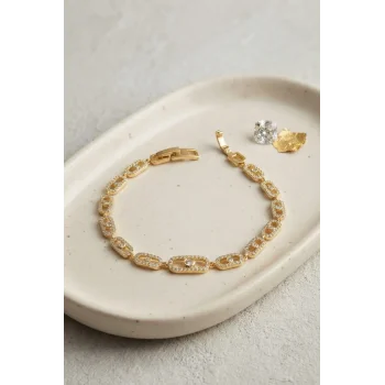 Gold Renk Zirkon Taşlı Messika Model Bileklik